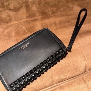Coach Black Studded Wristlet